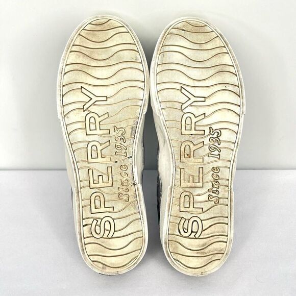 Sperry Pier View Anchor Plaid Gray Blue White Canvas Laced Slip On Sneakers 7.5 - Picture 9 of 11